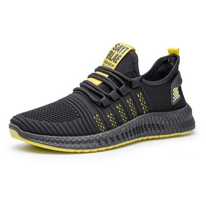 Men’s Mesh Running Sneakers – Lightweight Orange Sole Sport Shoes