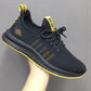 Men’s Mesh Running Sneakers – Lightweight Orange Sole Sport Shoes