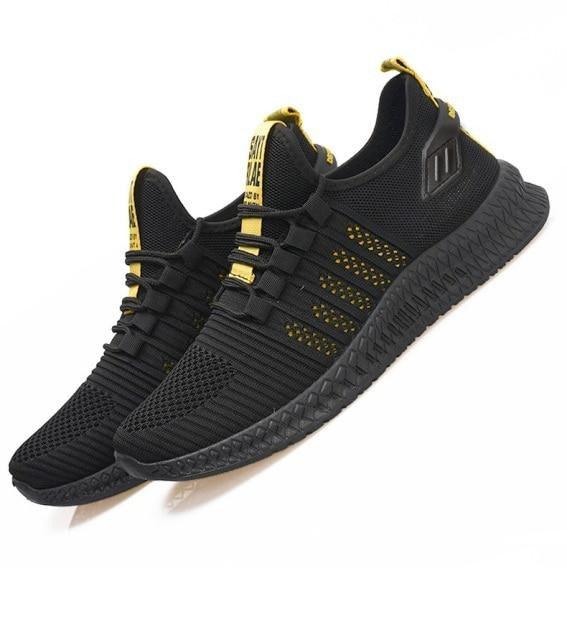 Men’s Mesh Running Sneakers – Lightweight Orange Sole Sport Shoes