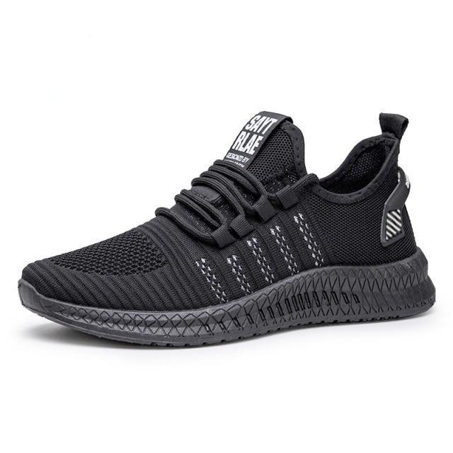 Men’s Mesh Running Sneakers – Lightweight Orange Sole Sport Shoes