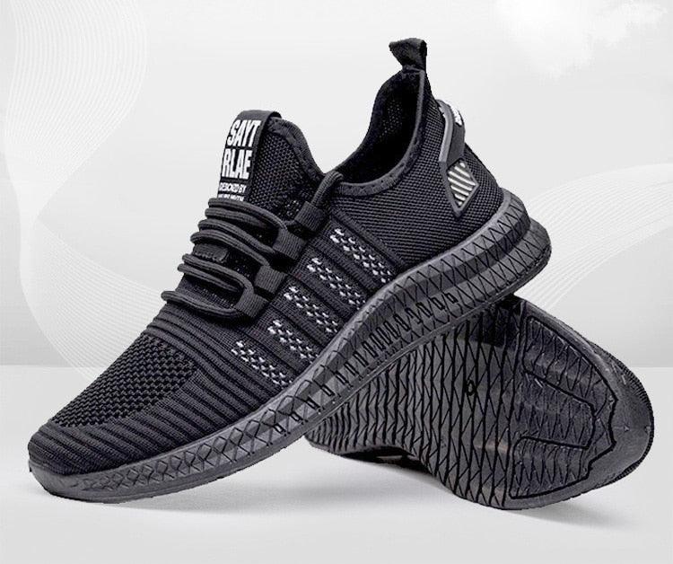 Men’s Mesh Running Sneakers – Lightweight Orange Sole Sport Shoes