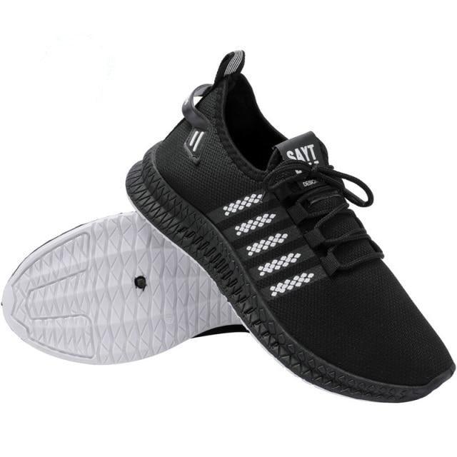 Men’s Mesh Running Sneakers – Lightweight Orange Sole Sport Shoes