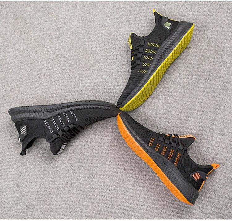 Men’s Mesh Running Sneakers – Lightweight Orange Sole Sport Shoes