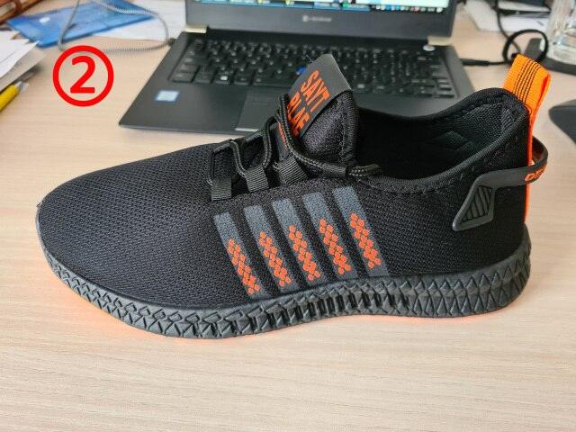 Men’s Mesh Running Sneakers – Lightweight Orange Sole Sport Shoes
