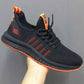 Men’s Mesh Running Sneakers – Lightweight Orange Sole Sport Shoes