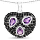 3.19 Carat Genuine Amethyst and Black Spinel .925 Sterling Silver Pendant