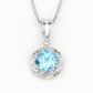2.32 Carat Genuine Swiss Blue Topaz & White Diamond 14K Yellow Gold with .925 Silver Pendant