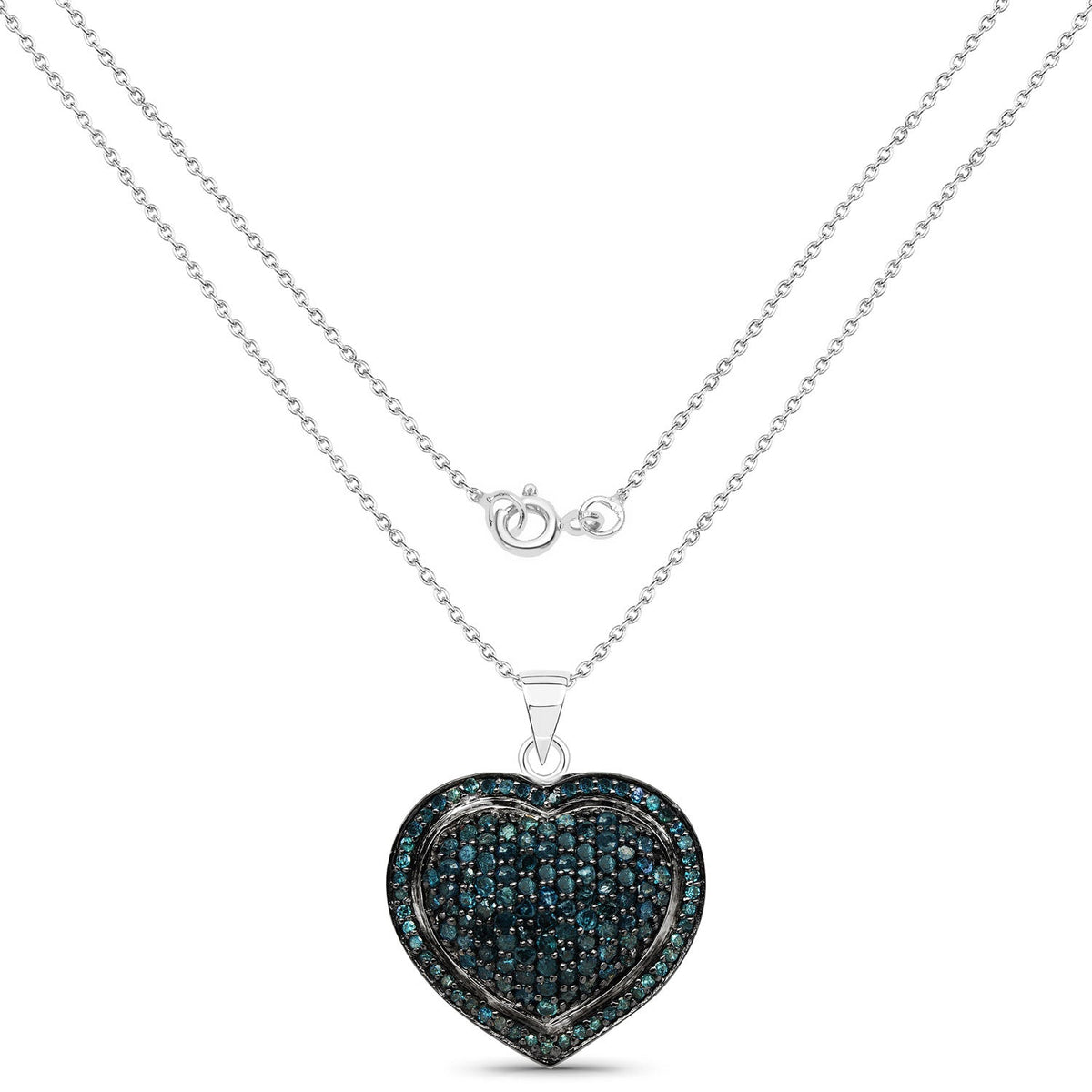 1.25 Carat Genuine Blue Diamond .925 Sterling Silver Pendant