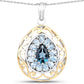 18K Yellow Gold Plate 4.44 Carat Genuine London Blue Topaz & Blue Topaz .925 Sterling Silver Pendant