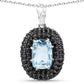 6.70 Carat Genuine Blue Topaz and Black Spinel .925 Sterling Silver Pendant