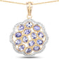 14K Yellow Gold Plated 2.38 Carat Genuine Tanzanite .925 Sterling Silver Pendant