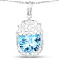 10.90 Carat Genuine Swiss Blue Topaz .925 Sterling Silver Pendant