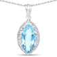 8.22 Carat Genuine Swiss Blue Topaz .925 Sterling Silver Pendant