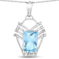 5.76 Carat Genuine Swiss Blue Topaz & White Topaz .925 Sterling Silver Pendant