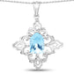 6.10 Carat Genuine Swiss Blue Topaz .925 Sterling Silver Pendant