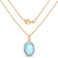 14K Yellow Gold Plated 13.55 Carat Genuine Larimar and White Topaz .925 Sterling Silver Pendant