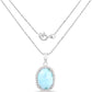 13.55 Carat Genuine Larimar and White Topaz .925 Sterling Silver Pendant