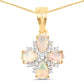 14K Yellow Gold Plated 1.19 Carat Genuine Ethiopian Opal & White Topaz .925 Sterling Silver Pendant