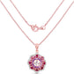 14K Rose Gold Plated 2.30 Carat Genuine Morganite, Rhodolite & Amethyst .925 Sterling Silver Pendant
