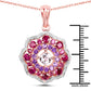 14K Rose Gold Plated 2.30 Carat Genuine Morganite, Rhodolite & Amethyst .925 Sterling Silver Pendant