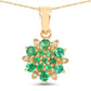 0.72 Carat Genuine Zambian Emerald and White Diamond 14K Yellow Gold Pendant