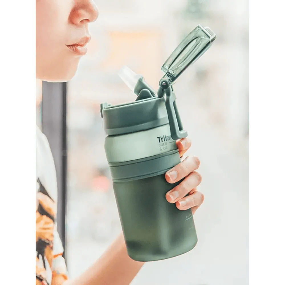 Tritan Sports Water Bottle with Straw – Portable Fitness Bottle