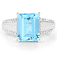 5.78 Carat Genuine Swiss Blue Topaz and White Topaz .925 Sterling Silver Ring