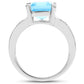 5.75 Carat Genuine Swiss Blue Topaz and White Topaz .925 Sterling Silver Ring