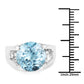 7.21 Carat Genuine Blue Topaz and White Cubic Zirconia .925 Sterling Silver Ring