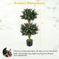 2 Pack 36" Artificial Double Ball Boxwood Topiary Tree with 41 Blossoms