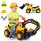 3-in-1 Ride on Excavator Bulldozer Detachable with Engine Sound and Helmet
