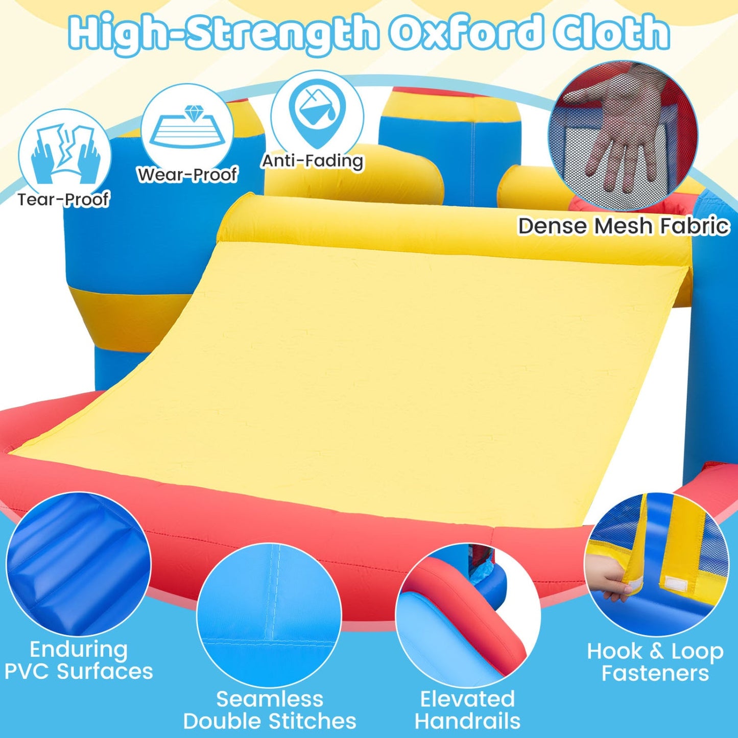 Inflatable Bounce House with Slide, Ball Pit & Basketball Hoop