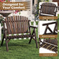 2-Person Log Wood Patio Bench with Slatted Backrest