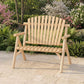 2-Person Log Wood Patio Bench with Slatted Backrest